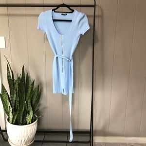 FASHIONOVA RIBBED FITTD ZIPUP WAISTLINE TIE ROMPER